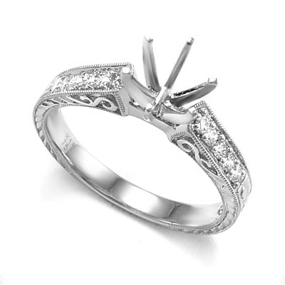 Antique style Diamond Engagemt Ring Setting in 14k R1724
