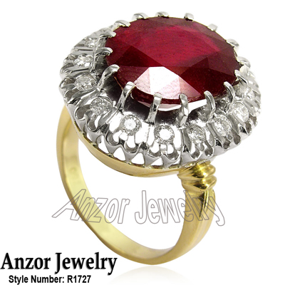 Russian Style Ruby Diamond Ring 18K 750 R1727 Russian Style Ruby Diamond Ring 18K 750 R1727