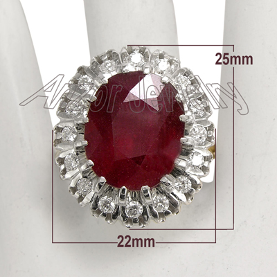 Russian Style Ruby Diamond Ring 18K 750 R1727 Russian Style Ruby Diamond Ring 18K 750 R1727