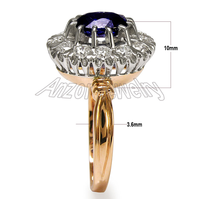 Russian Style Sapphire Diamond Ring 14K 585 R1726