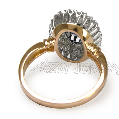 Russian Style Sapphire Diamond Ring 14K 585 R1726