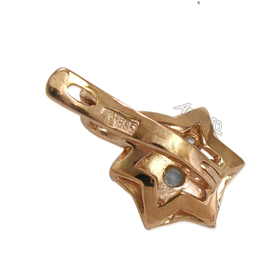 Russian Style Star Diamond Earrings 14k Gold E1160