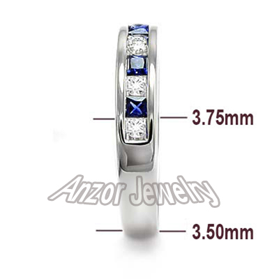 Wedding Band Ring Diamond and Sapphire 14k R1741