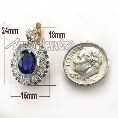 RUSSIAN Style Diamond Sapphire Earrings 585 E1144