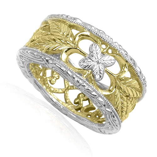 14k Two-Tone Gold Filigree Ring R1745