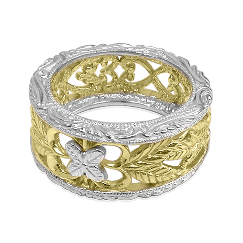 14k Two-Tone Gold Filigree Ring R1745