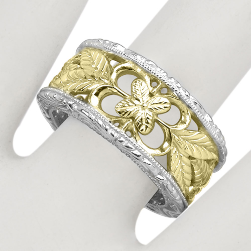 14k Two-Tone Gold Filigree Ring R1745