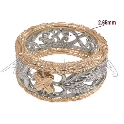 14k Two-Tone Gold Filigree Ring R1736