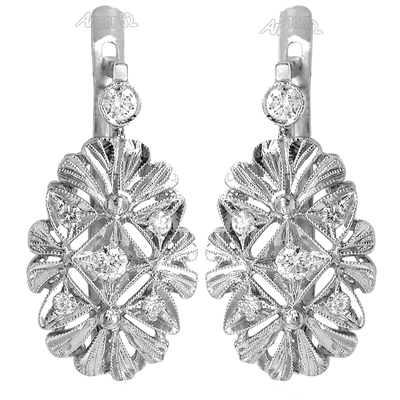 Russian Style Diamond Earrings 585 14k Gold E1169