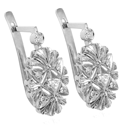 Russian Style Diamond Earrings 585 14k Gold E1169