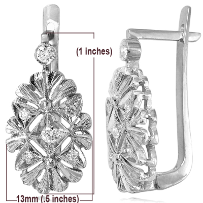 Russian Style Diamond Earrings 585 14k Gold E1169