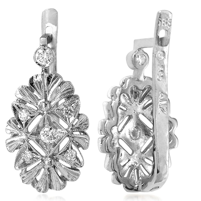 Russian Style Diamond Earrings 585 14k Gold E1169