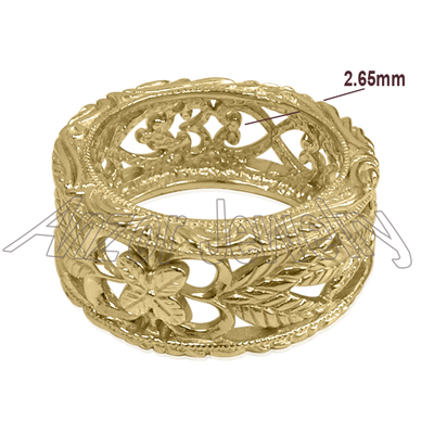 14k Solid Gold Filigree Ring R1738