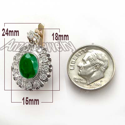RUSSIAN Style Diamond Emerald Earrings 585 E1142