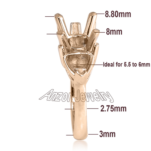 14k Rose Gold Ring Setting R1744 14k Rose Gold Ring Setting R1744