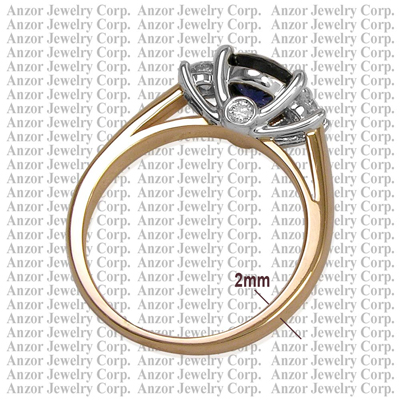 14k White Gold Sapphire Diamond Three Stone Ring R1751