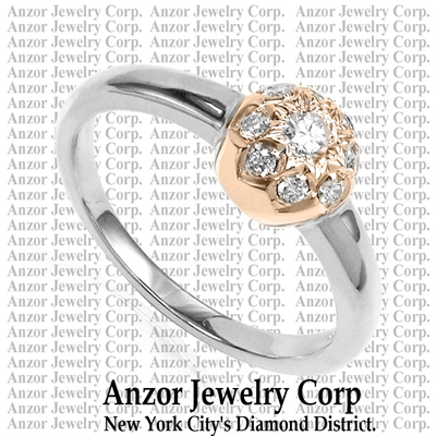 Russian Jewelry in 14k Gold Diamond Ring 585 R1755