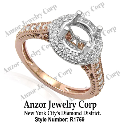 Pave Diamond setting ring in 14k gold R1759 Pave Diamond setting ring in 14k gold R1759