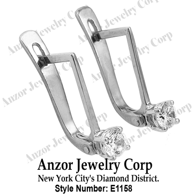 Russian Style Diamond  Earrings in 14k Gold E1158