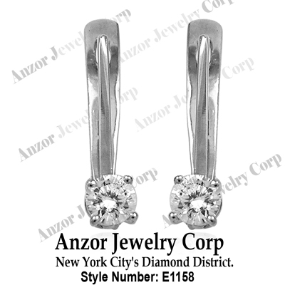 Russian Style Diamond  Earrings in 14k Gold E1158