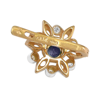 Russian Style Diamond & Sapphire Earrings 585 14k E1168 Russian Style Diamond & Sapphire Earrings 585 14k E1168