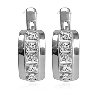 14k Rose Gold Diamond Earrings Russian Jewelry E1176