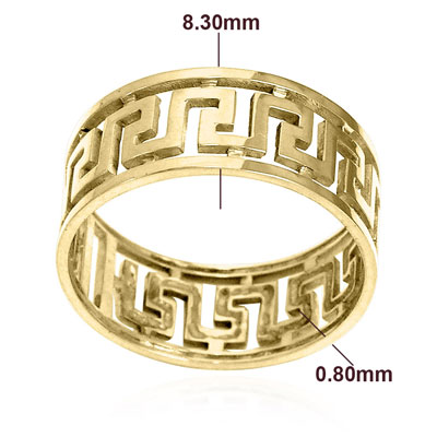 14k Gold Greek Key Ring R1767