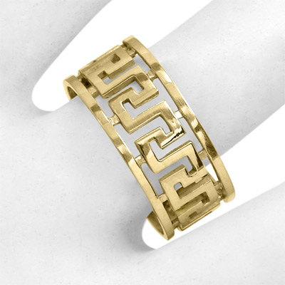 14k Gold Greek Key Ring R1767