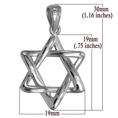 14k White Gold Jewish Star of David Pendant 14k #P908