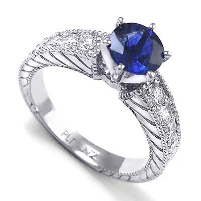 1.45ct Ceylon Sapphire Diamond Ring in Platinum R1780