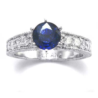 1.45ct Ceylon Sapphire Diamond Ring in Platinum R1780