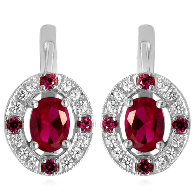 Russian Style Diamond Ruby Earrings 585 E1222