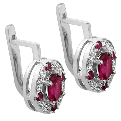 Russian Style Diamond Ruby Earrings 585 E1222