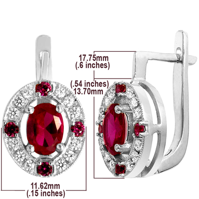 Russian Style Diamond Ruby Earrings 585 E1222