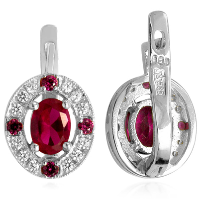 Russian Style Diamond Ruby Earrings 585 E1222