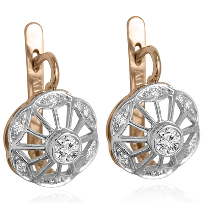 Russian Style Genuine Diamond Earrings 585 14k E1242