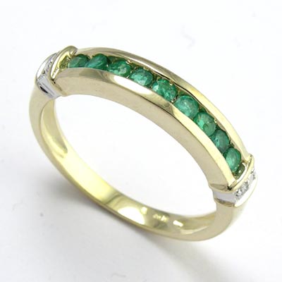 14k Gold Emerald Diamond Ring R1814