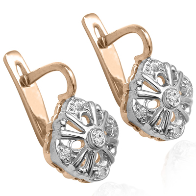 Genuine Diamonds, Russian Style Earrings 14k E1244