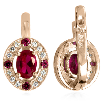 Russian Style Diamond Ruby Earrings 585 E1223