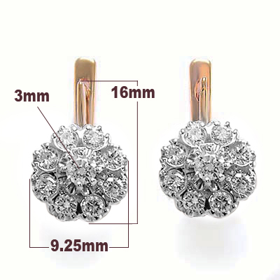 Old Russian Style Malinka Diamond Earrings 585 E1226