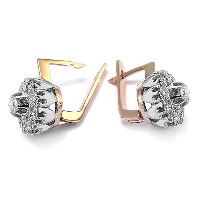 Old Russian Style Malinka Diamond Earrings 585 E1226