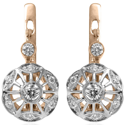 Russian Style Genuine Diamond Earrings 585 14k E1236