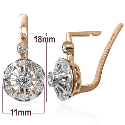 Russian Style Genuine Diamond Earrings 585 14k E1236