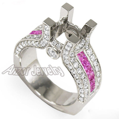 14k Diamond Sapphire Engagement Setting Mount Ring R1809