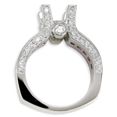 14k Diamond Sapphire Engagement Setting Mount Ring R1809