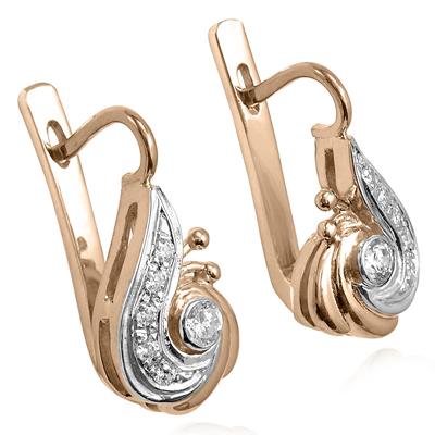 Russian Style Genuine Diamond Earrings 585 14k E1234
