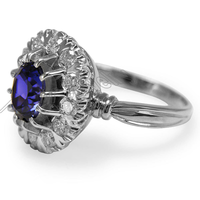 Russian Style Sapphire Diamond Ring 14K 585 R1827 Russian Style Sapphire Diamond Ring 14K 585 R1827