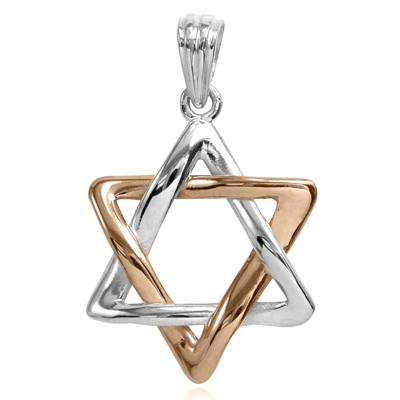 14k Rose and White Gold Star of David Pendant P914