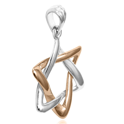 14k Rose and White Gold Star of David Pendant P914