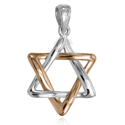 14k Rose and White Gold Star of David Pendant P914